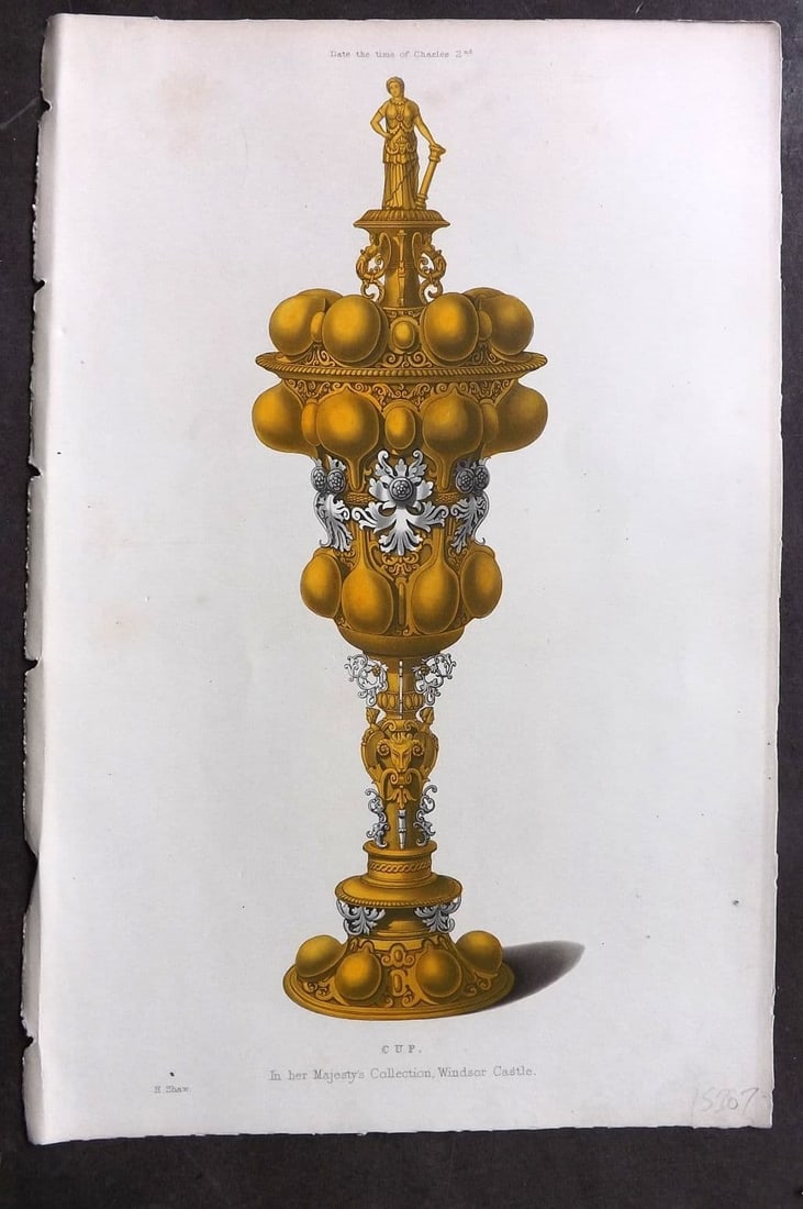 Shaw, Henry 1843 HCol Print. Cup in her Majesty's Collection at Windsor (1 of 1)
