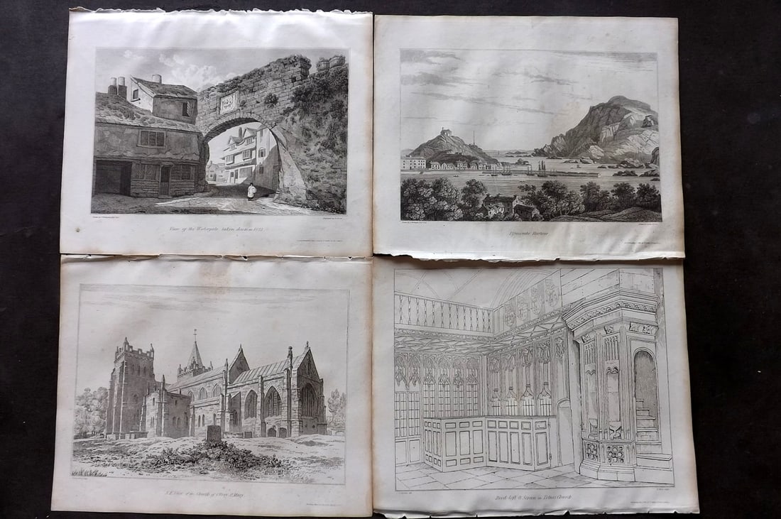 Lysons, Daniel 1822 Lot of 4 Copper Plates. Devon, UK (1 of 2)