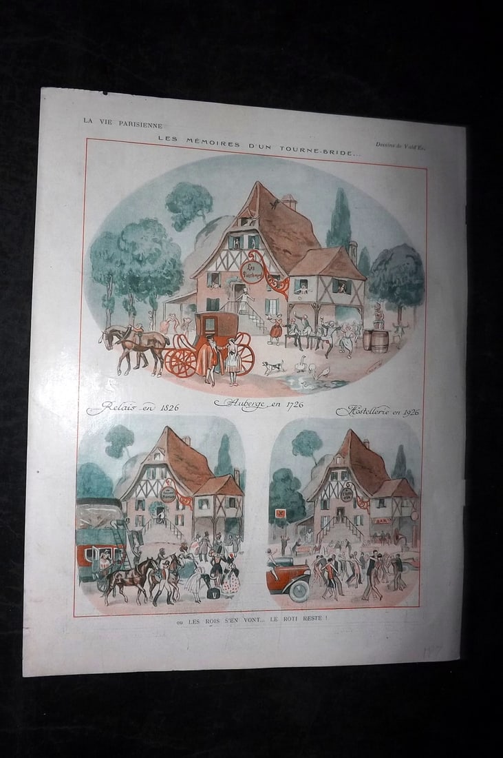 La Vie Parisienne 1926 Art Deco Print. Le Memoires d'un Tourne-Bride by Vald'Es: Lithographs Published 1928, Paris for "La Vie Parisienne" Illustrated by Lissac, Barbier, Vallet, Valee, Prejelan, Herouard, Fournier, Kuhn-Regnier, Georges L?onnec and others. Verso text, but none sh