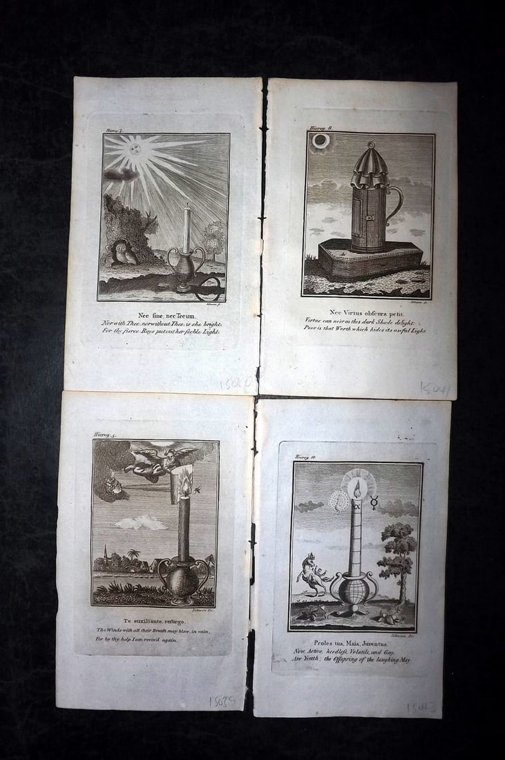 Quarles, Francis 1808 Lot of 4 Antique Emblem Prints (1 of 2)