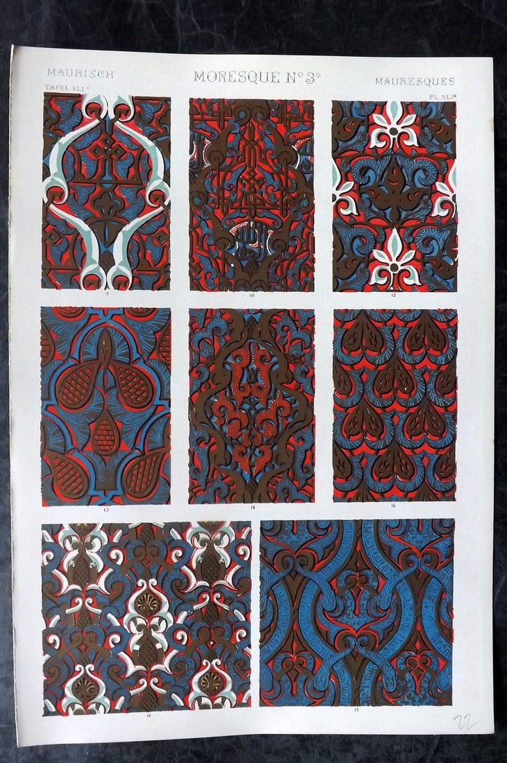 Jones, Owen 1910 Folio Architectural Design Print. Moresque No. 3* (1 of 1)