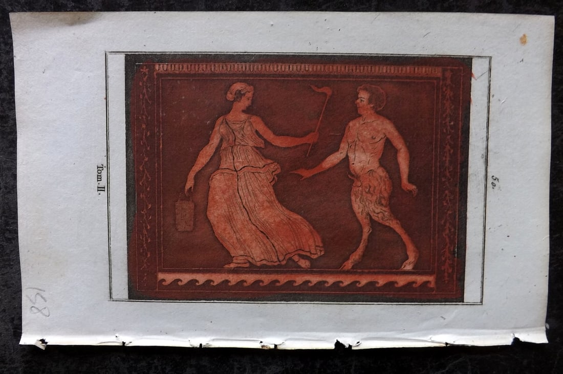 d'Hancarville & David 1785 Hand Col Print. Vase Profile 50: Hand Colored Copper Plate Published 1785-88, Paris for "Antiquites Etrusques, Grecques et Romaine" by Pierre Francois Hugues d'Hancarville. Illustrated by F. A. David. Paper Size: 8 x 5 inch (20 x 13c