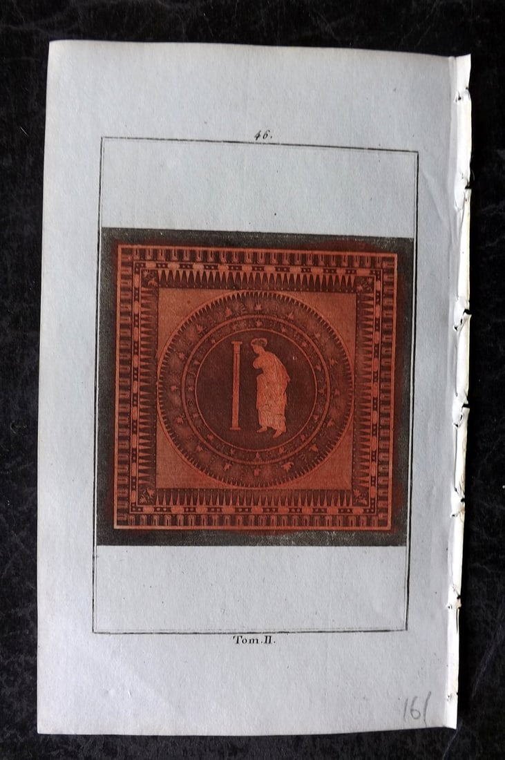 d'Hancarville & David 1785 Hand Col Print. Vase Profile 46: Hand Colored Copper Plate Published 1785-88, Paris for "Antiquites Etrusques, Grecques et Romaine" by Pierre Francois Hugues d'Hancarville. Illustrated by F. A. David. Paper Size: 8 x 5 inch (20 x 13c