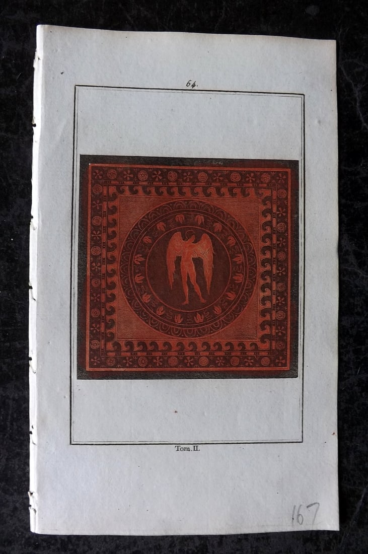 d'Hancarville & David 1785 Hand Col Print. Vase Profile 64: Hand Colored Copper Plate Published 1785-88, Paris for "Antiquites Etrusques, Grecques et Romaine" by Pierre Francois Hugues d'Hancarville. Illustrated by F. A. David. Paper Size: 8 x 5 inch (20 x 13c