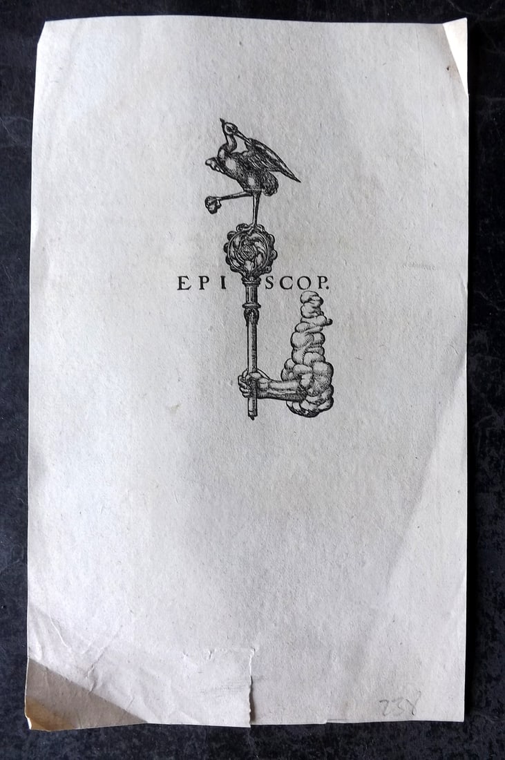 Woodcut 16th-17th Cent. Printers Device Emblem of Christophe Plantin. Plantin Press (1 of 2)