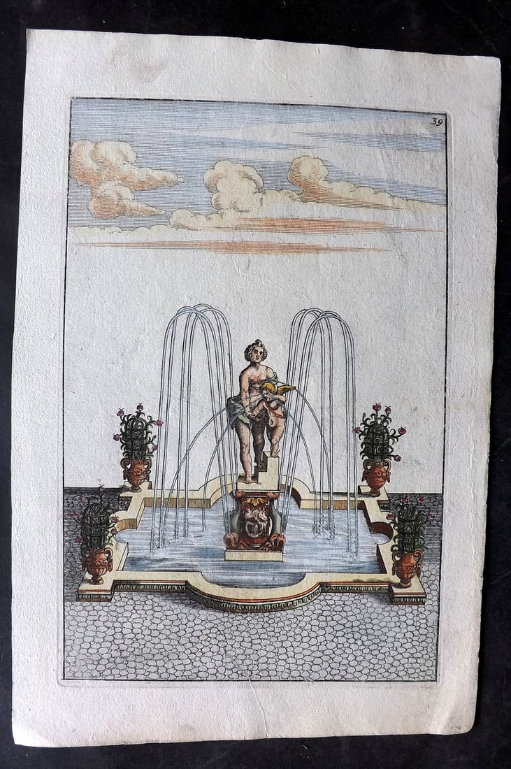 Bockler, Georg 1664 Folio HCol Garden Fountain Architectural Print 39 (1 of 1)