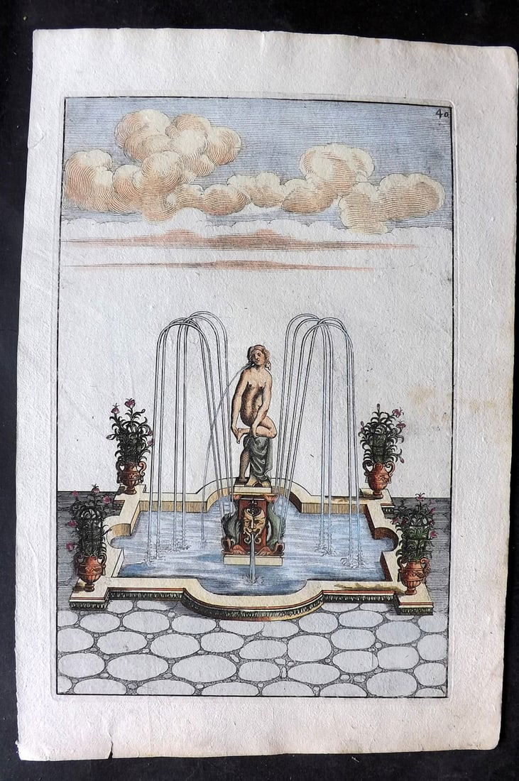 Bockler, Georg 1664 Folio HCol Garden Fountain Architectural Print 40 (1 of 1)