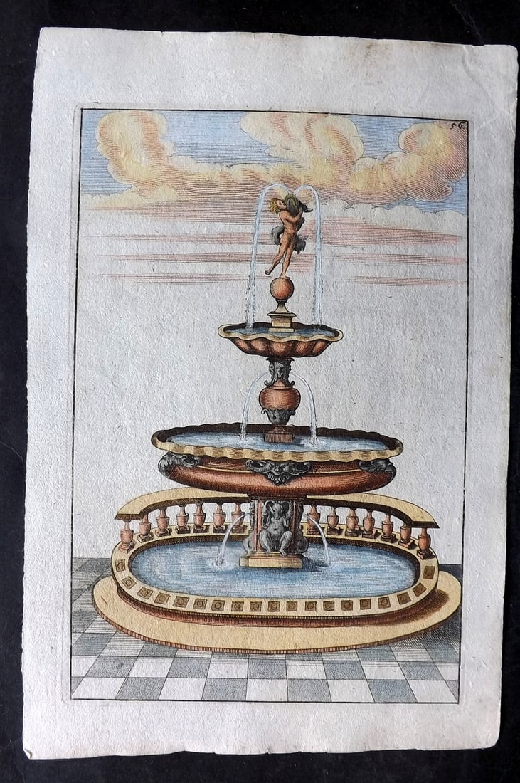 Bockler, Georg 1664 Folio HCol Garden Fountain Architectural Print 56 (1 of 1)