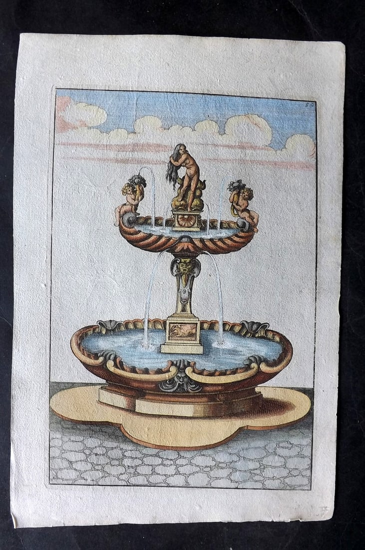 Bockler, Georg 1664 Folio HCol Garden Fountain Architectural Print 59 (1 of 1)