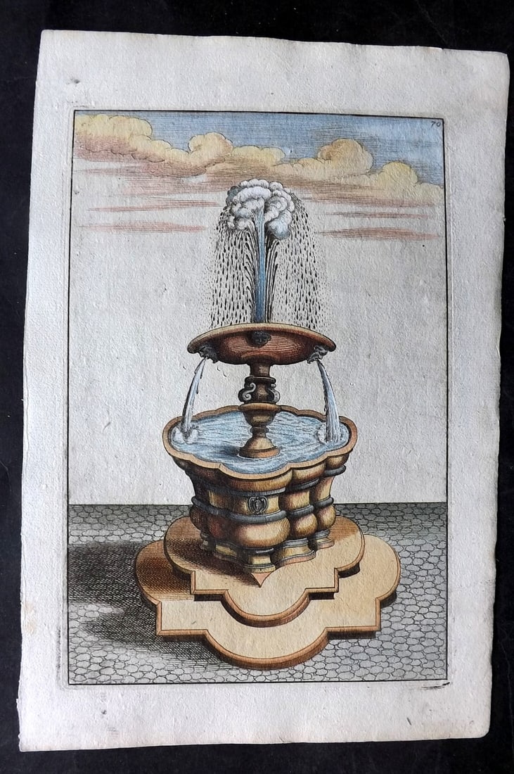 Bockler, Georg 1664 Folio HCol Garden Fountain Architectural Print 70 (1 of 1)