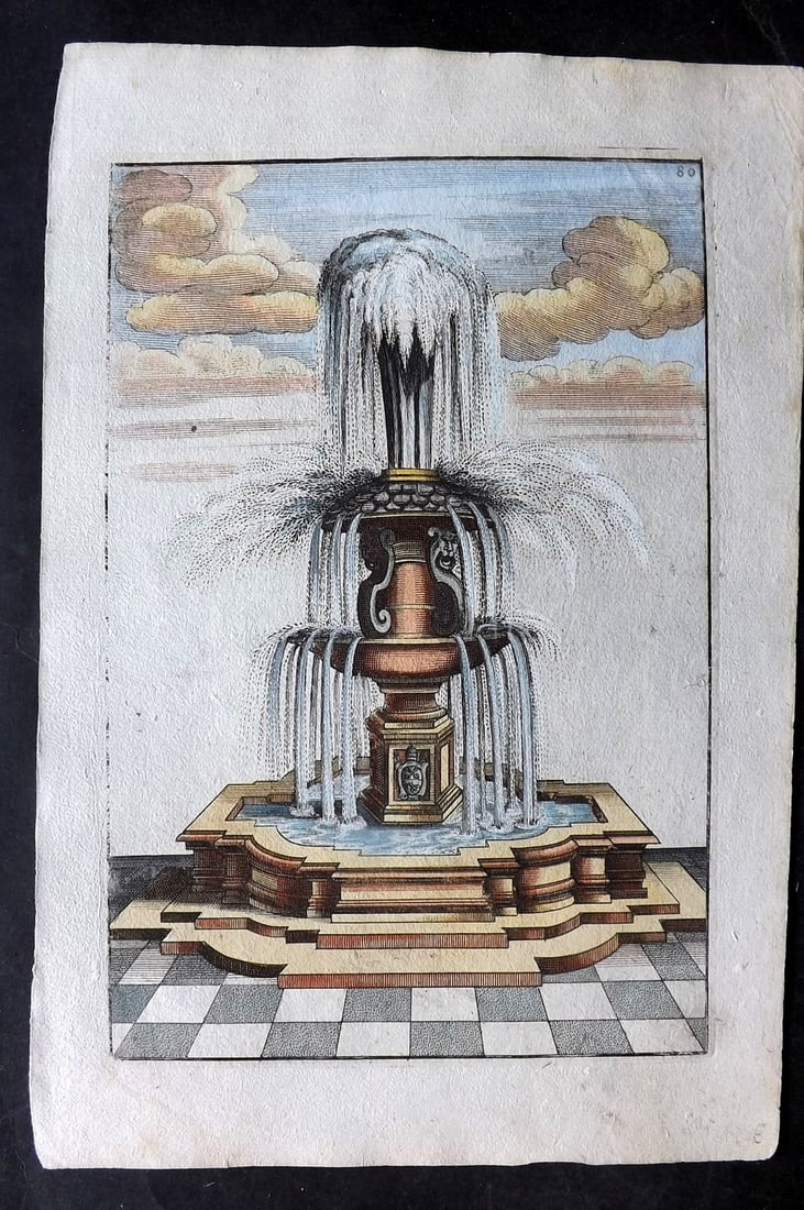 Bockler, Georg 1664 Folio HCol Garden Fountain Architectural Print 80 (1 of 1)