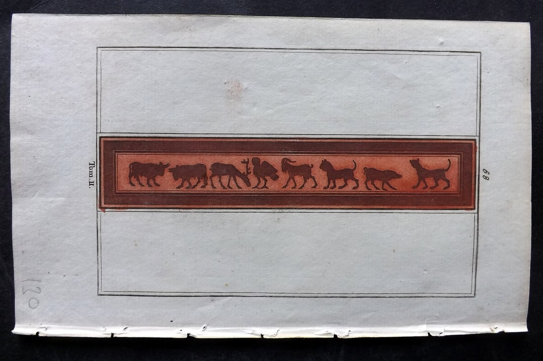 d'Hancarville & David 1785 Hand Col Print. Vase Profile 68: Hand Colored Copper Plate Published 1785-88, Paris for "Antiquites Etrusques, Grecques et Romaine" by Pierre Francois Hugues d'Hancarville. Illustrated by F. A. David. Paper Size: 8 x 5 inch (20 x 13c