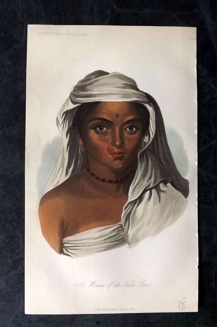 Prichard, James 1855 Hand Col Print. A Woman of the Tuda Race. Coimbatore India 12 (1 of 1)