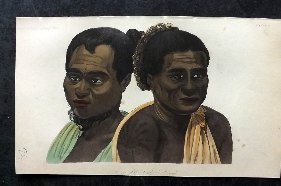 Prichard, James 1855 Hand Col Print. Natives of the Sandwich Islands. Hawaii USA 26 (1 of 1)