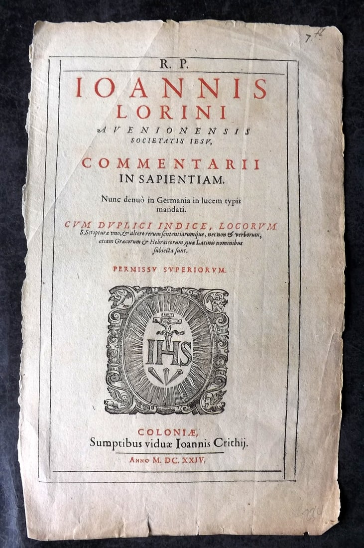 Lorinus, Johannes 1624 Woodcut Title Page. Joannis Lorini Avenionensis (1 of 1)
