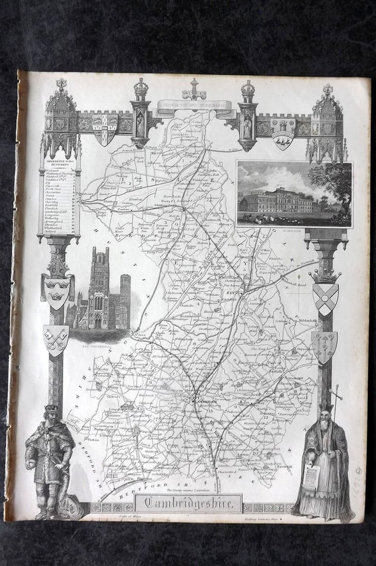Moule, Thomas C1838 Antique British County Map. Cambridgeshire (1 of 1)