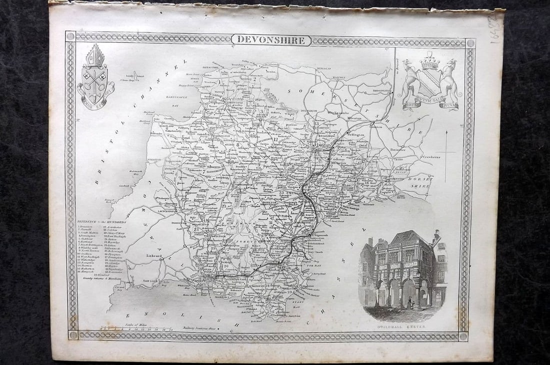 Moule, Thomas C1838 Antique British County Map. Devonshire (1 of 1)