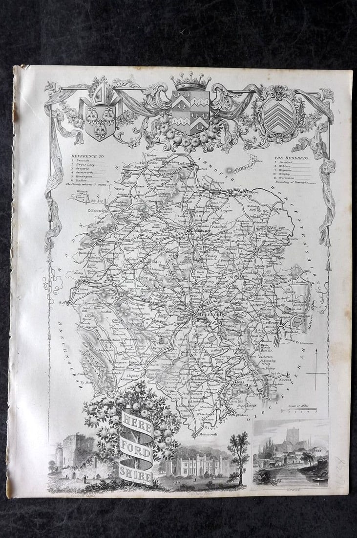 Moule, Thomas C1838 Antique British County Map. Herefordshire (1 of 1)