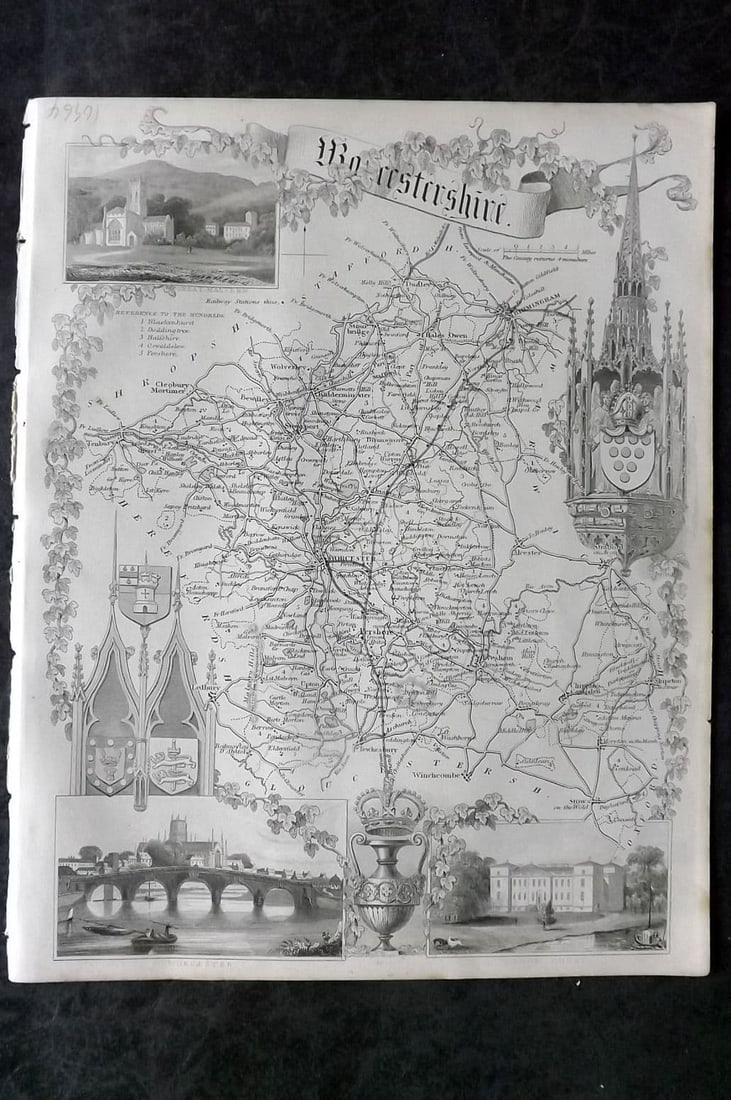 Moule, Thomas C1838 Antique British County Map. Worcestershire (1 of 1)