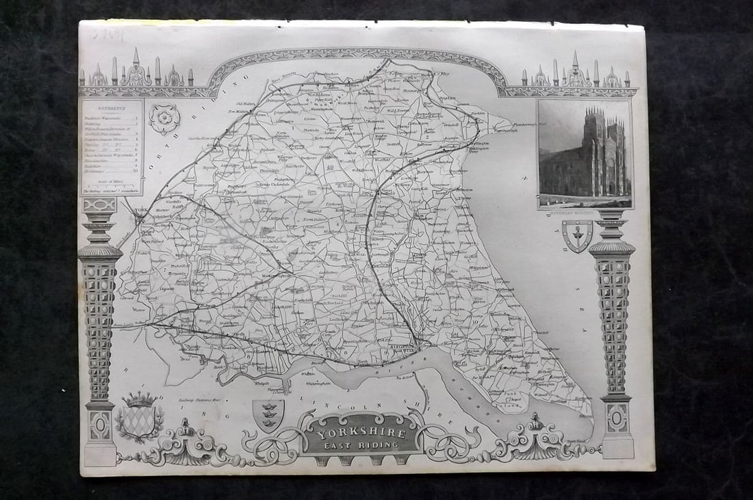 Moule, Thomas C1838 Antique British County Map. Yorkshire East Riding (1 of 1)