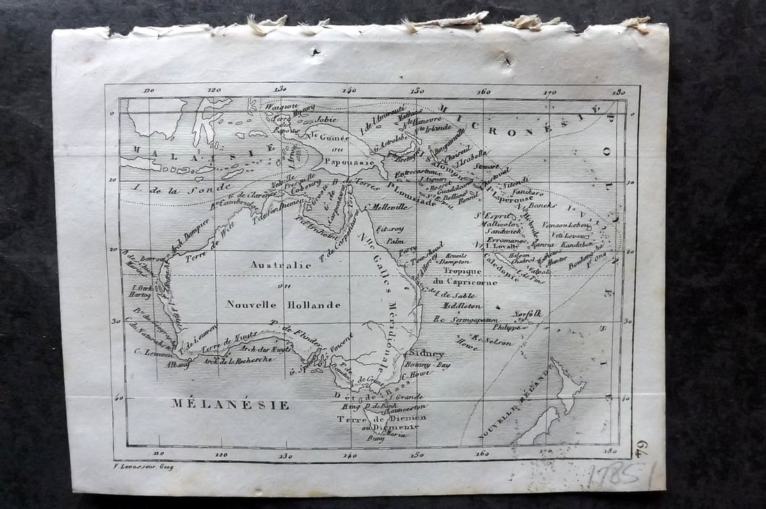 Levasseur, Victor 1838 Antique Map. Melanesie. Australia Pacific (1 of 1)