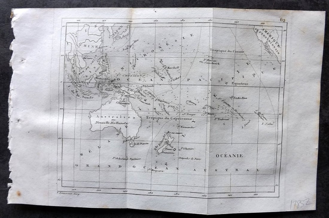Levasseur, Victor 1838 Antique Map. Oceanie. Oceania Pacific Australia East Indies (1 of 1)