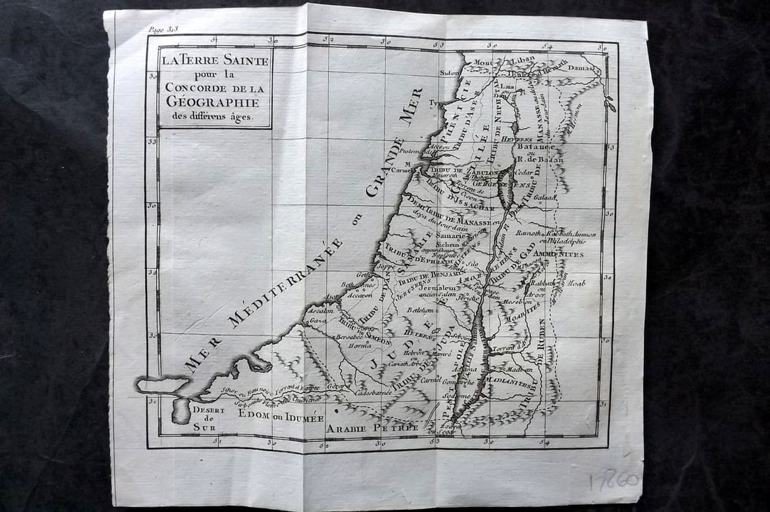 Pluche, Noel 1764 Map. La Terre Sainte pour la Concorde de la Geographie... Holy Land (1 of 1)