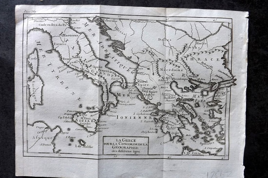 Pluche, Noel 1764 Antique Map. La Grece pour la Concorde de la Geographie. Greece (1 of 1)