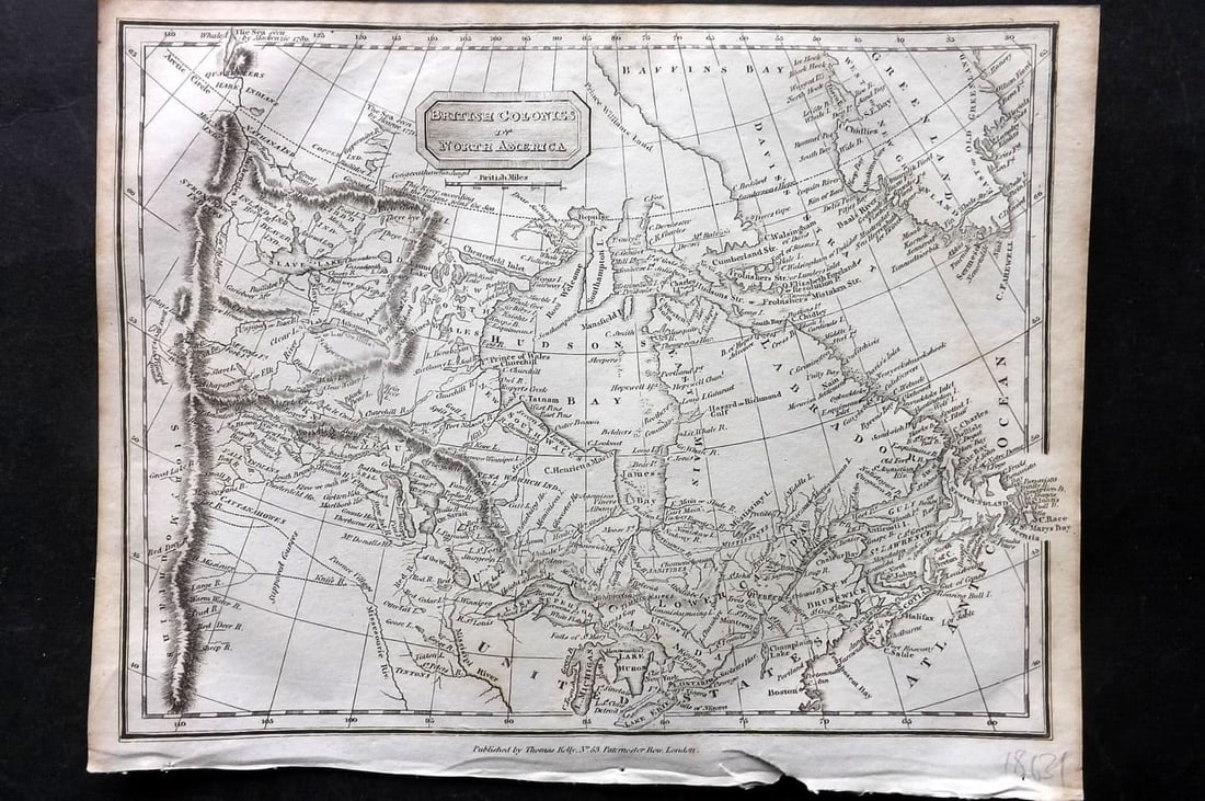 Kelly, Christopher 1829 Antique Map. British Colonies in North America. Canada (1 of 1)