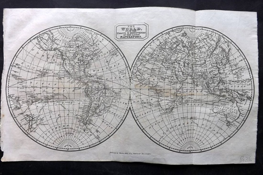 Kelly, Christopher 1829 Antique Map. World Hemispheres (1 of 1)
