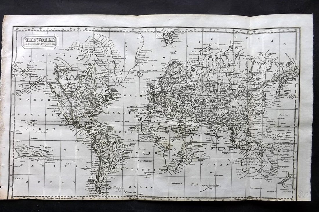 Kelly, Christopher 1829 Antique Map. World on Mercator's Projection (1 of 1)