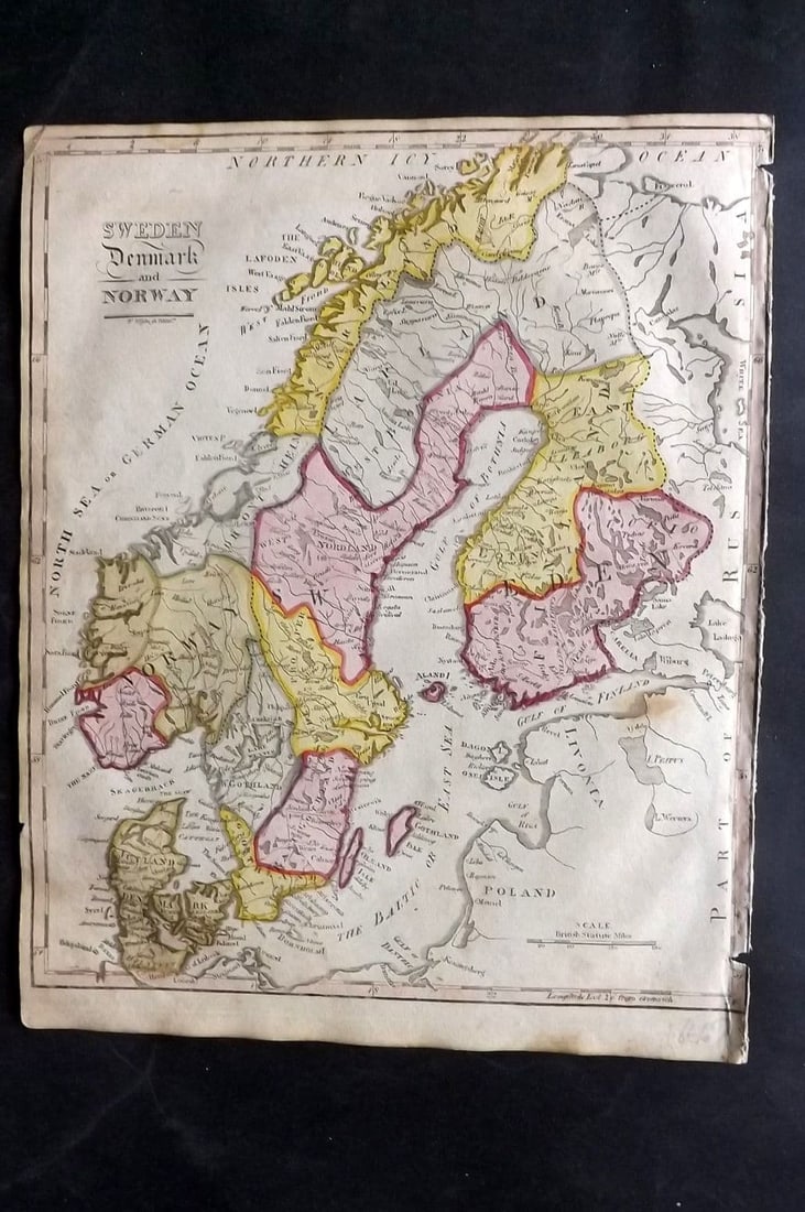 Barclay, James 1818 Hand Col Map. Sweden, Denmark and Norway (1 of 1)
