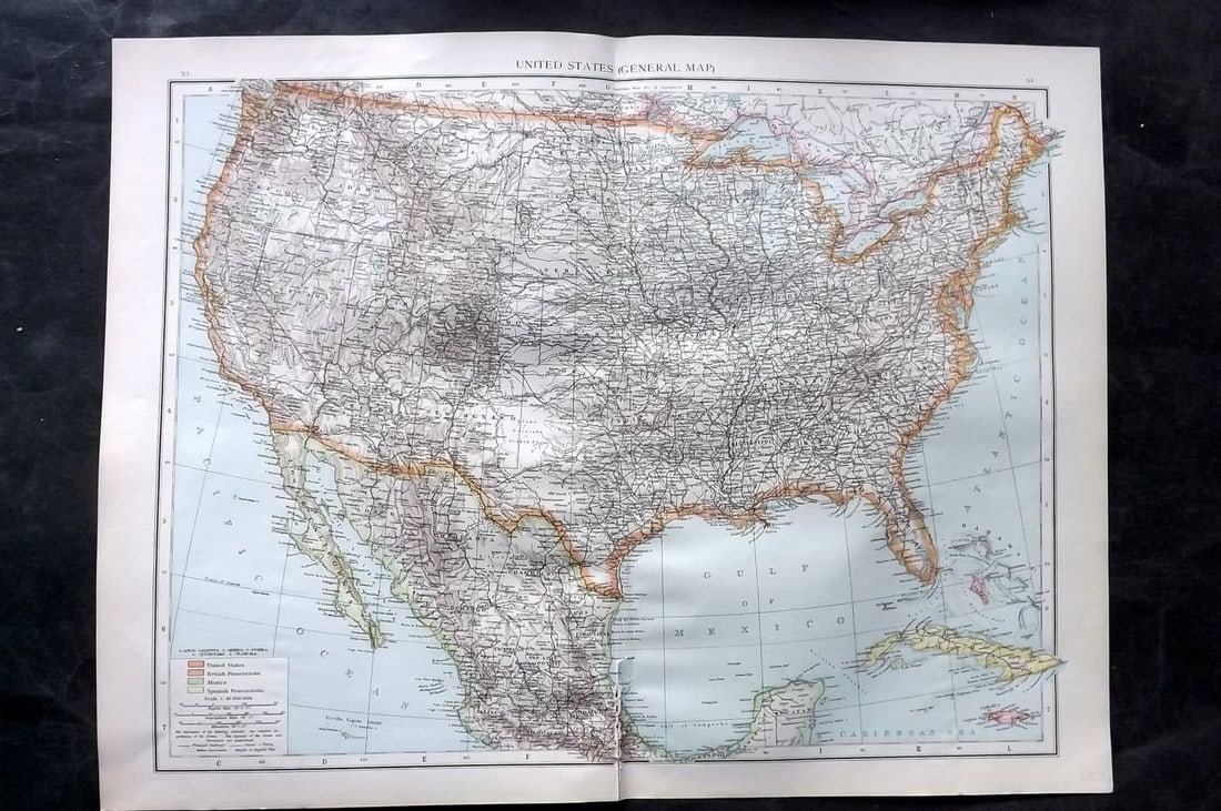 Times Atlas 1895 LG Antique Map. United States (General Map) (1 of 1)
