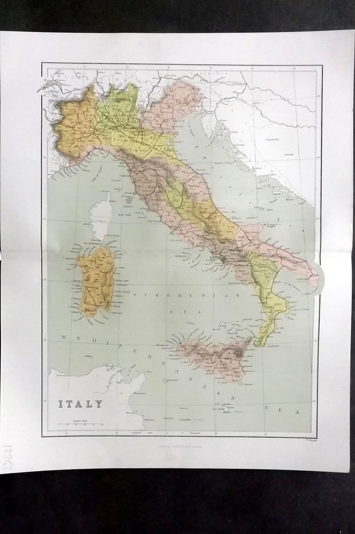 Reclus, Elisee C1880 Antique Map. Italy: Antique Lithograph Map Published 1876-94, London for "The Universal Geography" by Elisee Reclus. Edited by A. H. Keane. Centre fold as issued. Paper Size: 13.5 x 10.5 inch (34 x 27cm) Good Condition