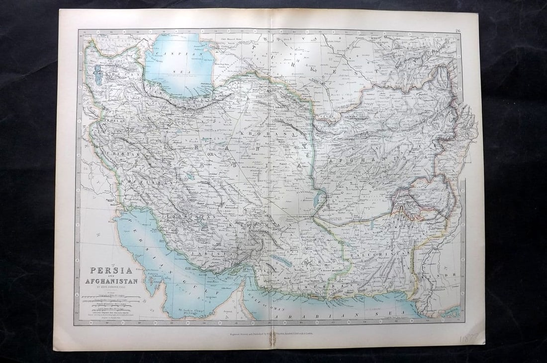 Johnston, Alexander 1906 Antique Map. Persia and Afghanistan (1 of 1)