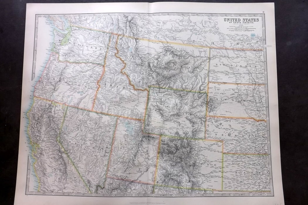 Johnston, Alexander 1894 LG Antique Map. United States - North West (1 of 2)
