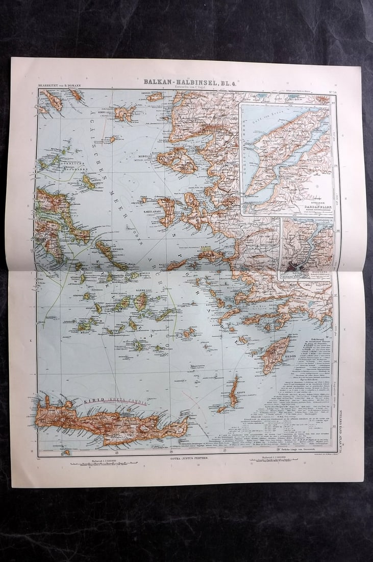 Stieler, Adolf 1909 Pair of Maps. Balkan Peninsula. Greece etc (1 of 2)
