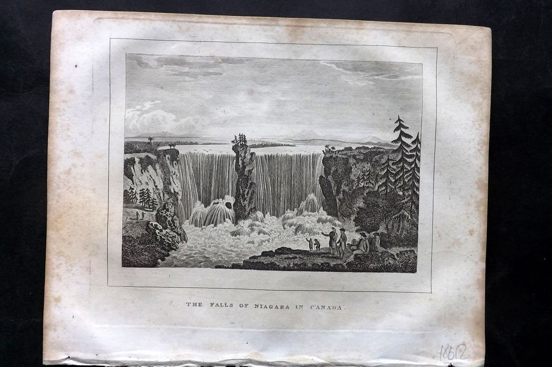 Kelly, Christopher 1829 Antique Print. Falls of Niagara in Canada: Antique Copper Plate Published 1829, London for "A New and Complete System of Universal Geography" by Christopher Kelly. Paper Size: 10 x 8 inch (26 x 20cm) Minor margin toning, otherwise fine
