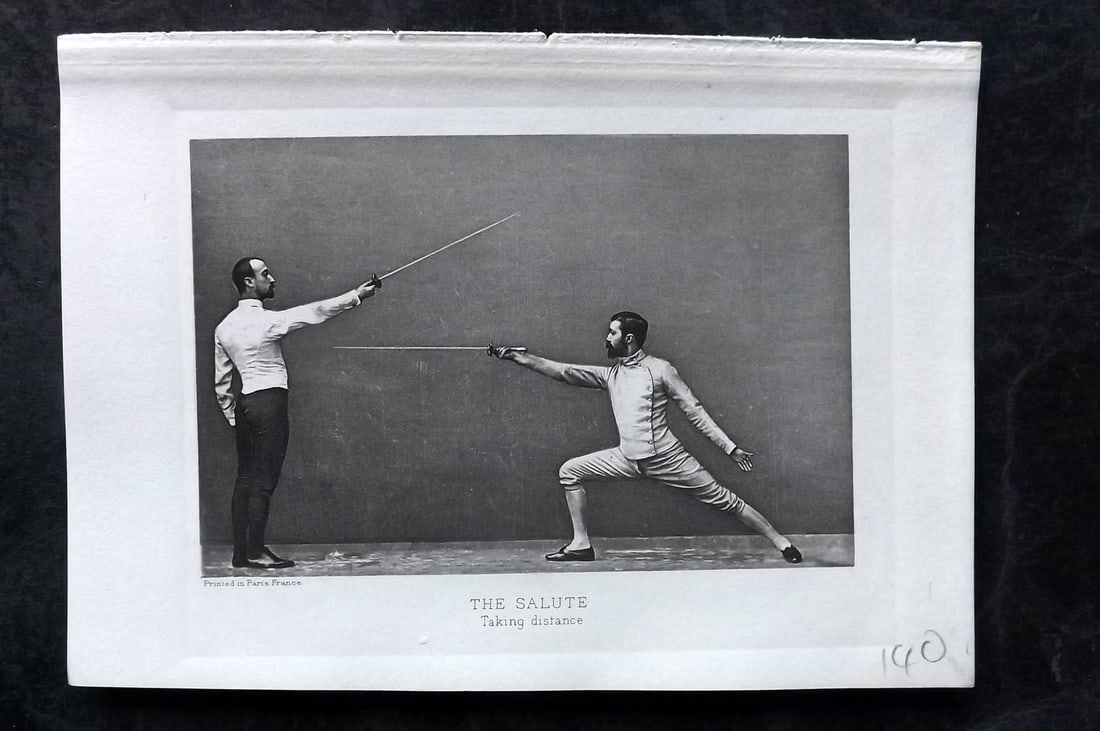 Badminton Library 1907 Antique Sword Fencing Print. The Salute. Taking distance. (1 of 1)