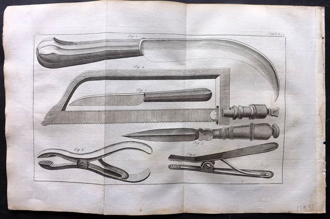 Heister, Lorenz 1743 Folio Medical Print. Surgery 13: Antique Folio Copper Plate Published 1743, London for "A General System of Surgery" by Lorenz Heister. First English Edition. Folds as issued. Rare. Paper Size: 16 x 10 inch (40 x 25cm) Good Condition