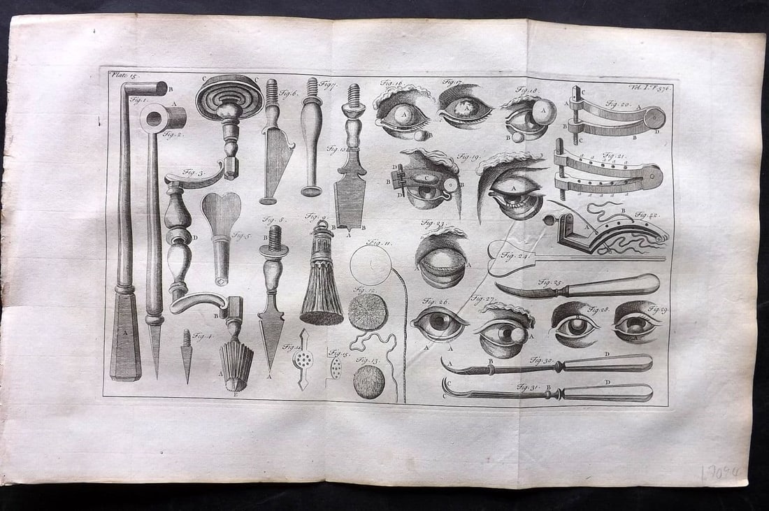 Heister, Lorenz 1743 Folio Medical Print. Surgery 15: Antique Folio Copper Plate Published 1743, London for "A General System of Surgery" by Lorenz Heister. First English Edition. Folds as issued. Rare. Paper Size: 16 x 10 inch (40 x 25cm) Good Condition