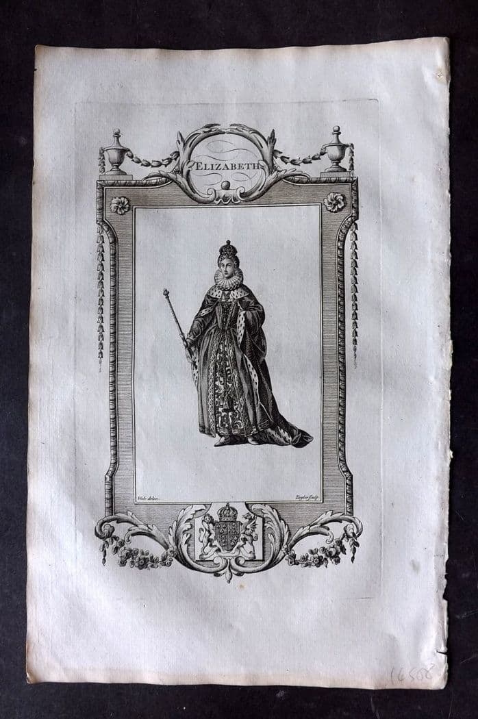 Russell, William 1779 Folio Portrait Print. Queen Elizabeth (1 of 1)