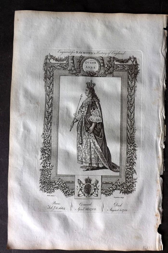 Raymond, George 1787 Folio Portrait Print. Queen Anne (1 of 1)