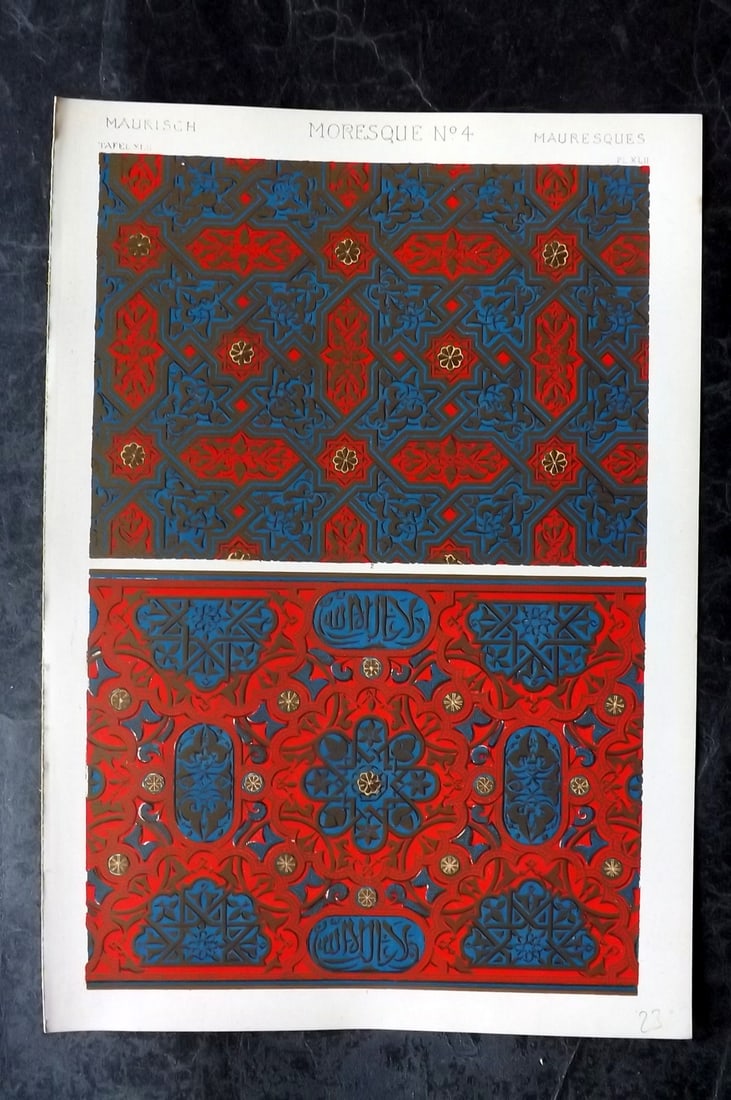 Jones, Owen 1910 Folio Architectural Design Print. Moresque No. 4 (1 of 1)