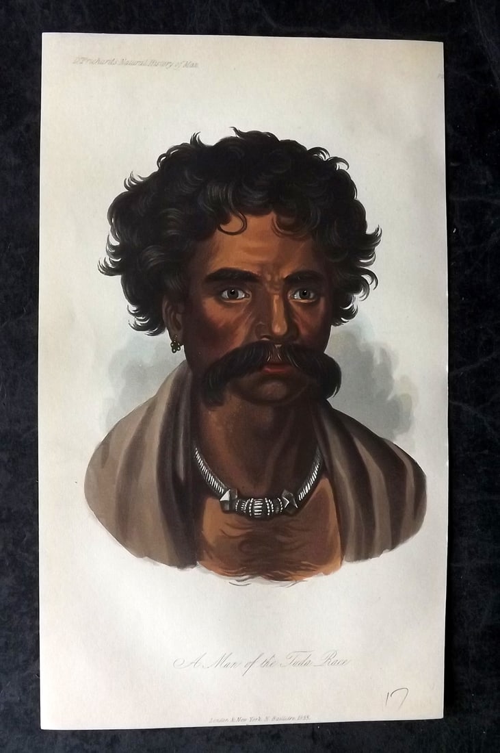 Prichard, James 1855 Hand Col Print. A Man of the Tuda Race. Coimbatore India 11 (1 of 1)