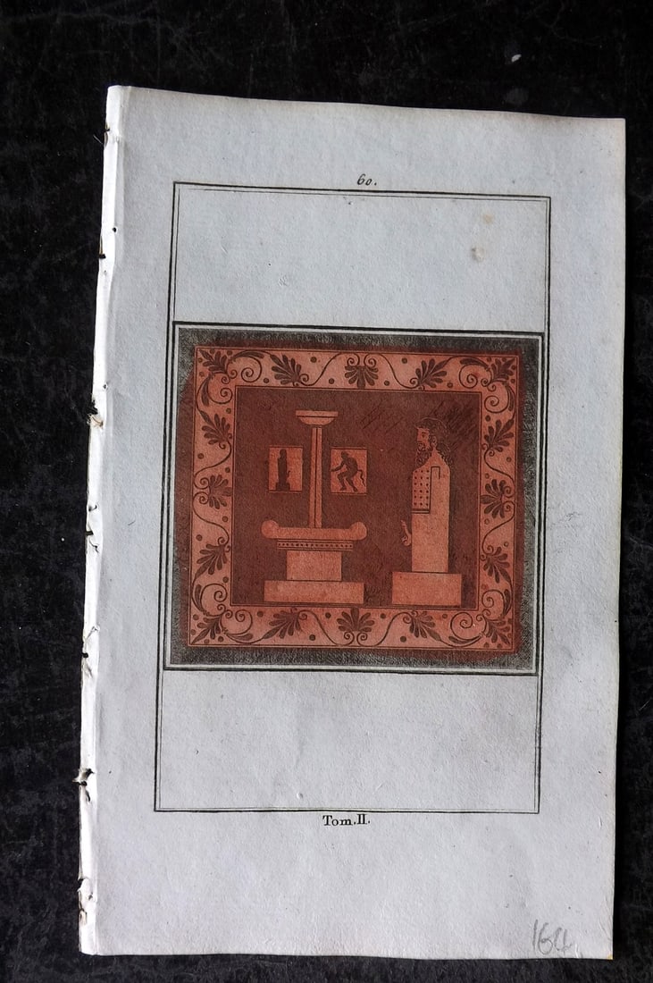 d'Hancarville & David 1785 Hand Col Print. Vase Profile 60: Hand Colored Copper Plate Published 1785-88, Paris for "Antiquites Etrusques, Grecques et Romaine" by Pierre Francois Hugues d'Hancarville. Illustrated by F. A. David. Paper Size: 8 x 5 inch (20 x 13c