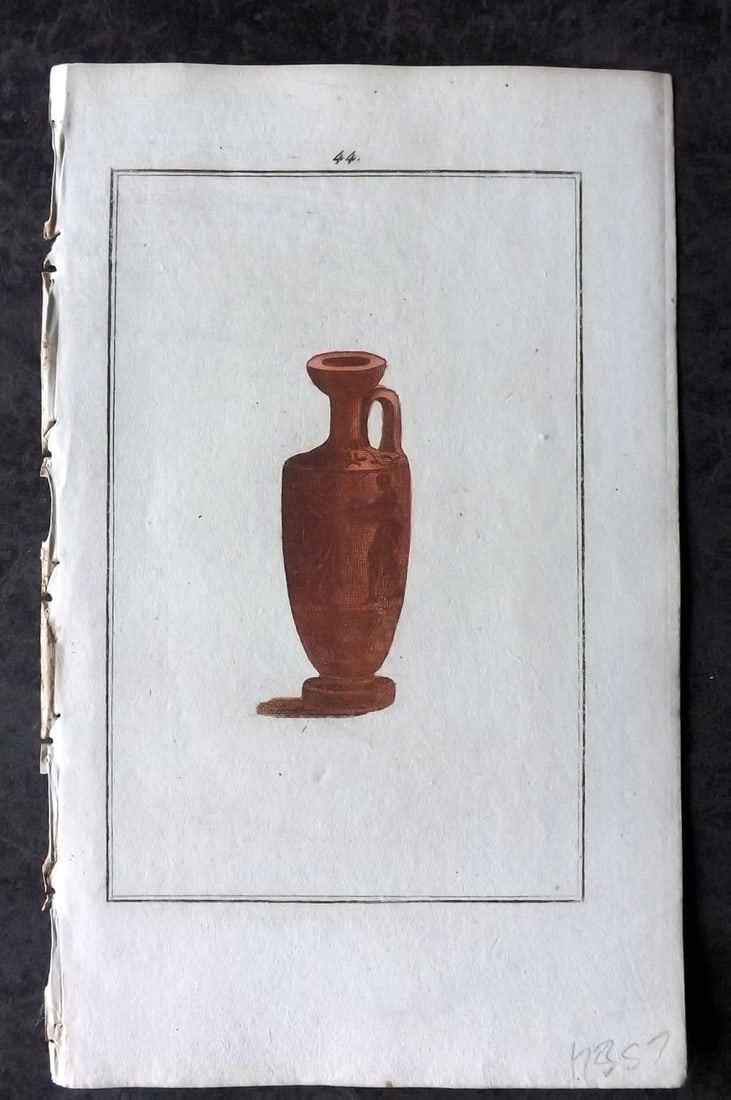 d'Hancarville & David 1785 Hand Col Etruscan, Greek & Roman Vase Print 44: Antique Copper Plate Published 1785-88, Paris for"Antiquites Etrusques, Grecques et Romaine"by Pierre Francois Hugues d'Hancarville. Illustrated by F. A. David. Fine hand colour as issued.Paper Size: 