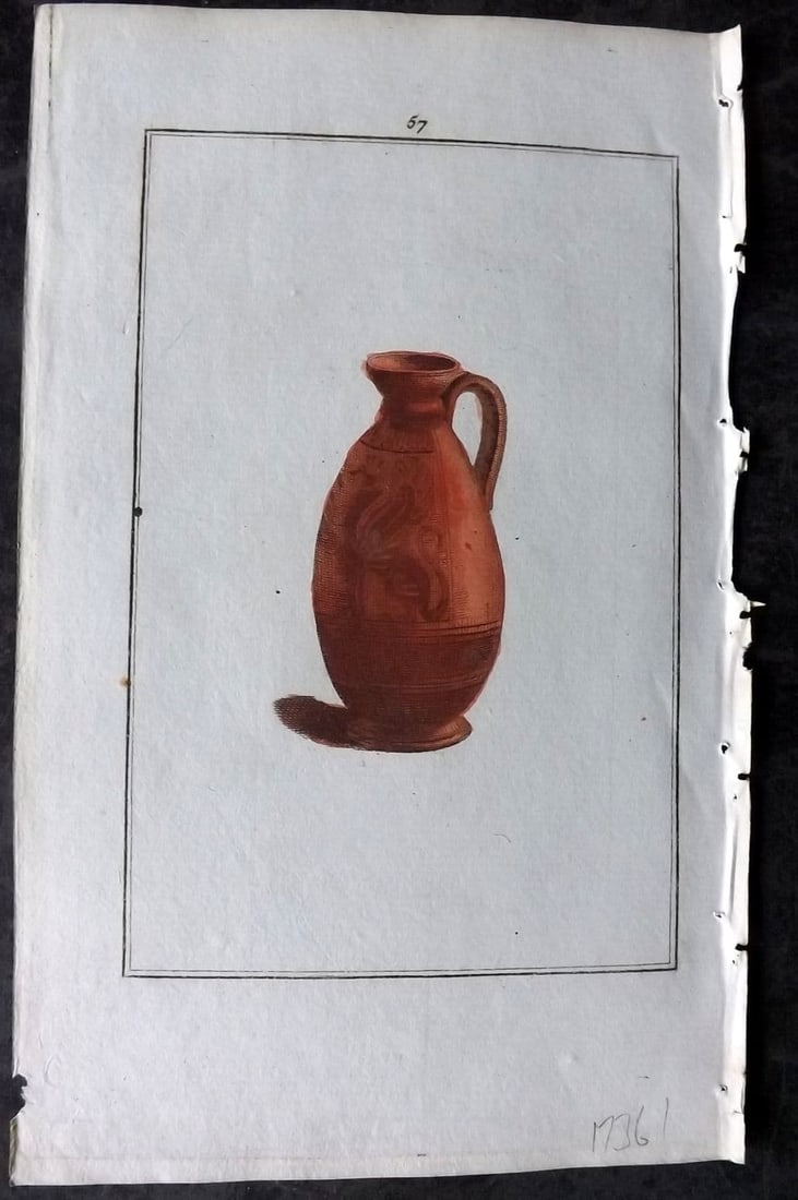 d'Hancarville & David 1785 Hand Col Etruscan, Greek & Roman Vase Print 57: Antique Copper Plate Published 1785-88, Paris for"Antiquites Etrusques, Grecques et Romaine"by Pierre Francois Hugues d'Hancarville. Illustrated by F. A. David. Fine hand colour as issued.Paper Size: 