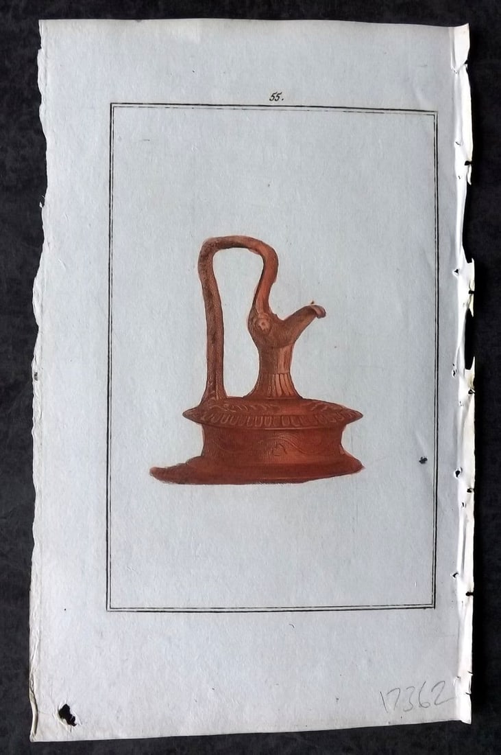 d'Hancarville & David 1785 Hand Col Etruscan, Greek & Roman Vase Print 55: Antique Copper Plate Published 1785-88, Paris for"Antiquites Etrusques, Grecques et Romaine"by Pierre Francois Hugues d'Hancarville. Illustrated by F. A. David. Fine hand colour as issued.Paper Size: 