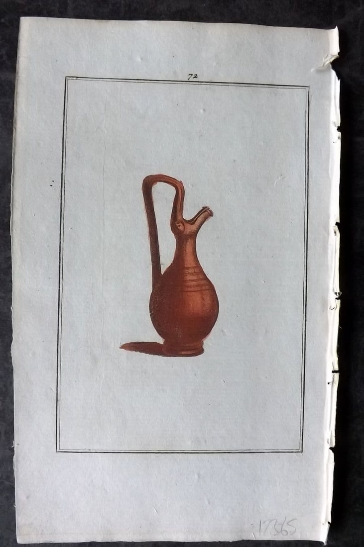 d'Hancarville & David 1785 Hand Col Etruscan, Greek & Roman Vase Print 72: Antique Copper Plate Published 1785-88, Paris for"Antiquites Etrusques, Grecques et Romaine" by Pierre Francois Hugues d'Hancarville. Illustrated by F. A. David. Fine hand colour as issued. Paper Size
